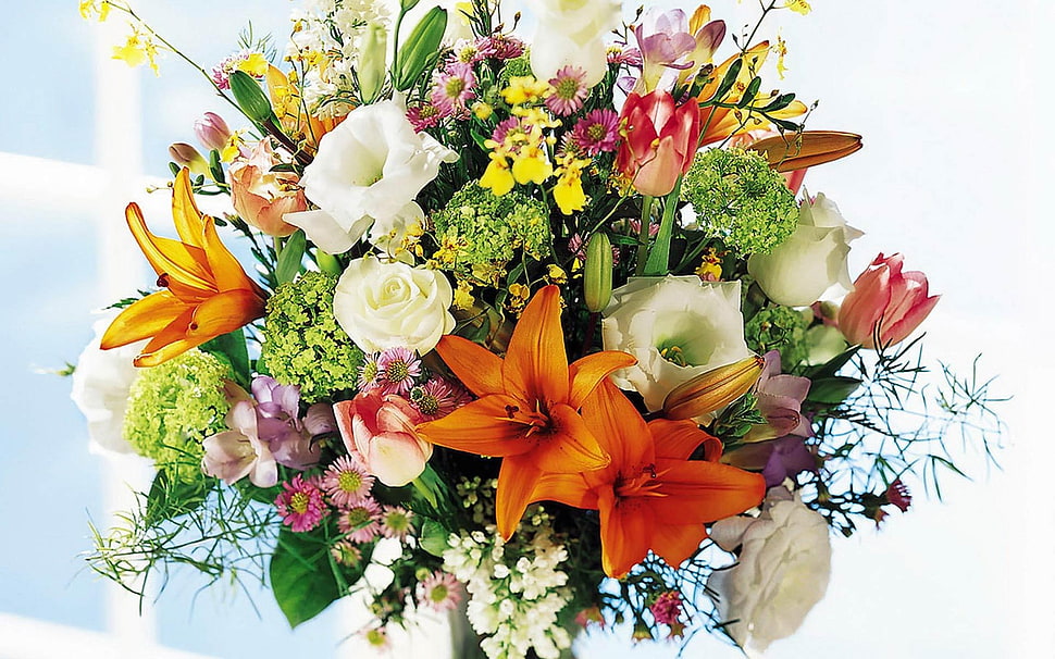 assorted flowers arrangement HD wallpaper