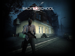 black and white wooden table, Left 4 Dead 2, Back To School, Game Mod, Steam (software)