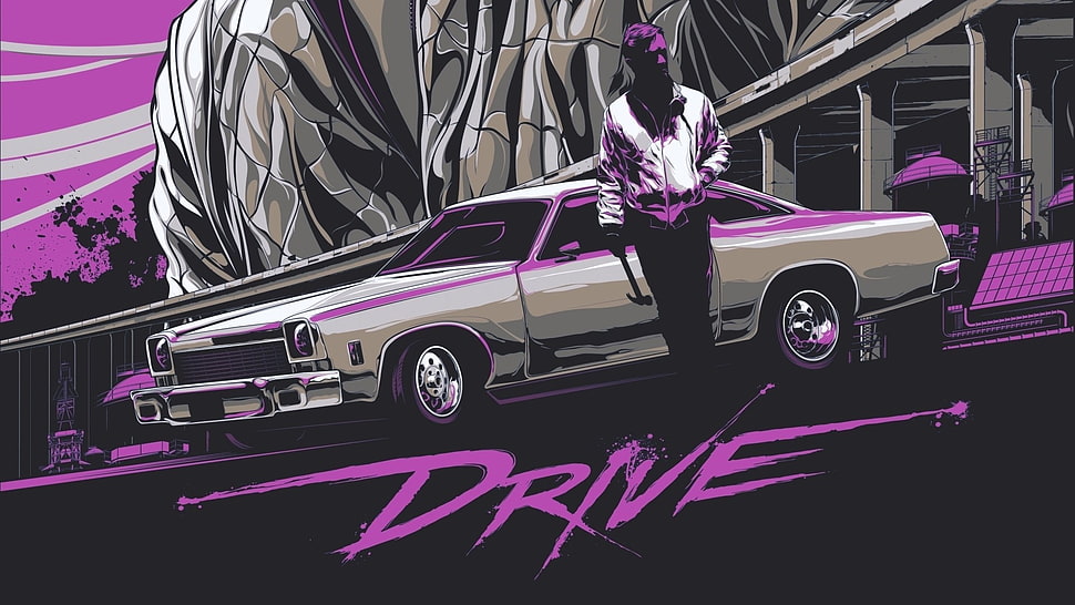 Drive illustration, movies, Drive, Ryan Gosling, Tyler Stout HD wallpaper