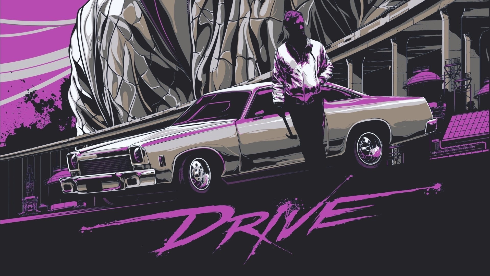 Drive illustration, movies, Drive, Ryan Gosling, Tyler Stout
