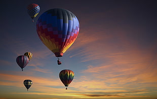 six hot air balloons