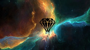 diamond behind galaxy, space, TylerCreatesWorlds, diamonds, space art HD wallpaper