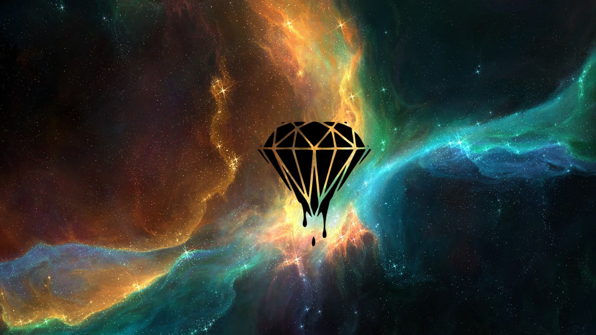 diamond behind galaxy, space, TylerCreatesWorlds, diamonds, space art.