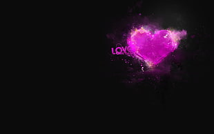 pink heart smoke wallpaper, artwork, love, typography, heart HD wallpaper