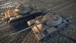two gray battle tanks, World of Tanks, tank, wargaming, video games