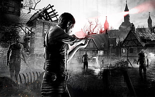 zombies digital wallpape, The Evil Within, video games, selective coloring