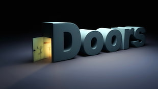 doors freestanding letter, minimalism, digital art, artwork, text