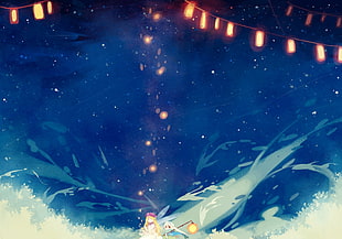 Touhou anime wallpaper, lights, fairies