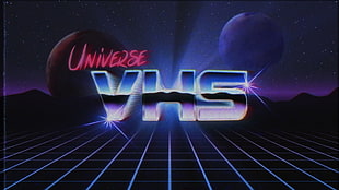 black and red LED light, grid, VHS