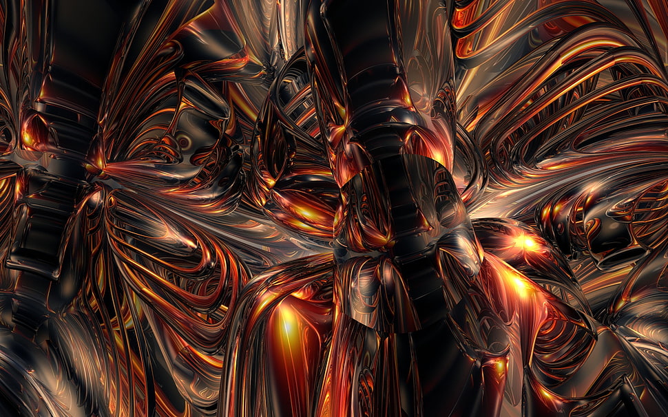 silver and red abstract illustration HD wallpaper