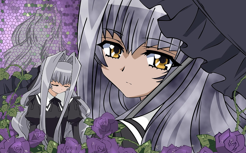 gray haired girl anime HD wallpaper
