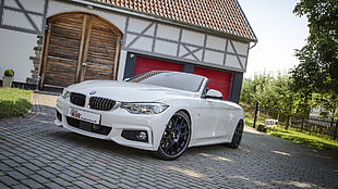 white BMW convertible coupe, car