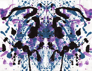 white and multicolored abstract painting, ink, symmetry, paint splatter, Rorschach test HD wallpaper