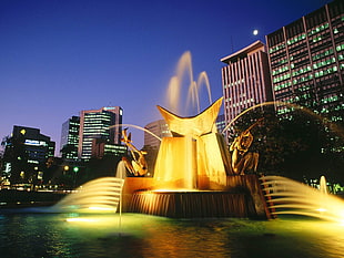 statue with water fountain, architecture, fountain, Adelaide, Australia HD wallpaper
