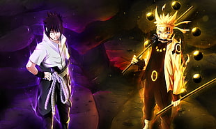 Naruto and Sasuke digital wallpaper, anime, Uchiha Sasuke, Uzumaki Naruto, Road to Ninja: Naruto the Movie