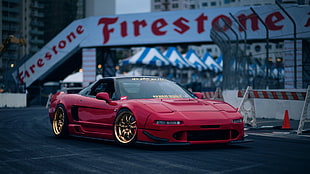 red sports coupe, nsx, car