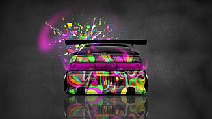 pink, green, and yellow plastic toy, Super Car , Tony Kokhan, colorful, Toyota Cresta HD wallpaper