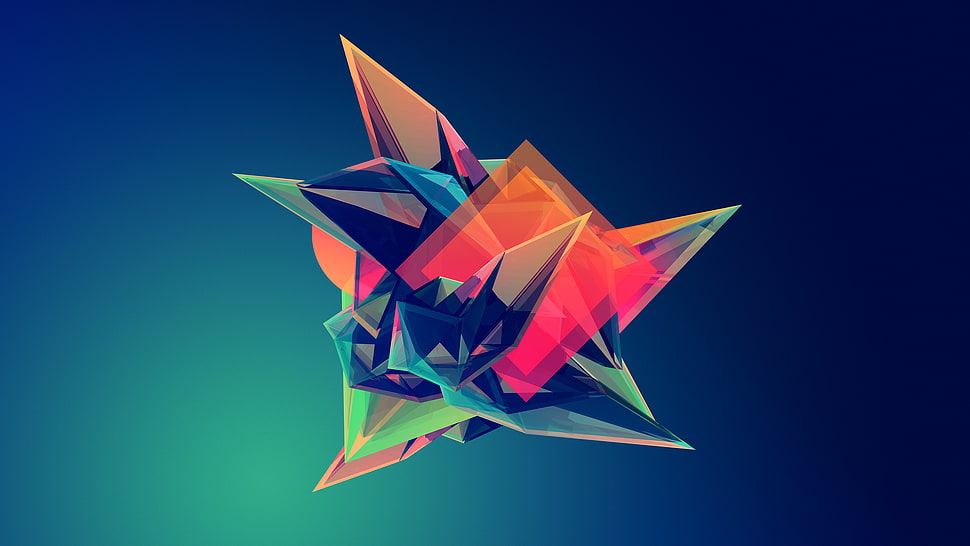 red, green,and orange abstract illustration HD wallpaper