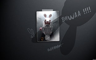 bunny at toilet bowl reading newspaper HD wallpaper