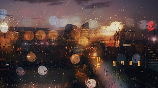 raining in the city HD wallpaper