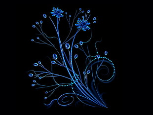 blue flower digital wallpaper