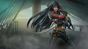 gray haired female anime character digital wallpaper, Katarina, League of Legends