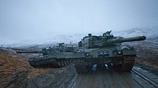 two grey battle tanks, tank, Norway, Leopard 2, Norwegian Army
