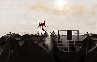 red robot illustration, anime, Neon Genesis Evangelion, mech, EVA Unit 02 HD wallpaper