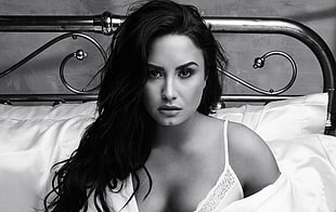 women's white bra, Demi Lovato, Hot, HD