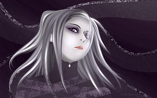 gray haired woman illustration