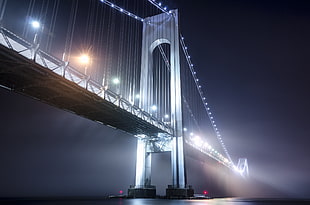 gray bridge during night time, brooklyn HD wallpaper