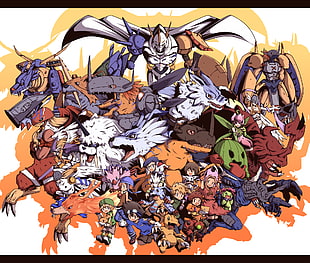 Digimon Frontier illustration, Digimon Adventure, Digimon, Sora Takenouchi, Takeru Takaishi HD wallpaper