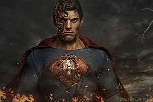 Cyborg Superman wallpaper, photo manipulation, Man of Steel, Terminator, superhero