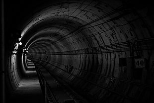 railway, tunnel, black, metro, monochrome HD wallpaper