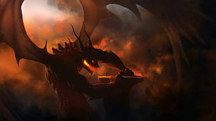 dragon wallpaper, artwork, fantasy art, demon, hell HD wallpaper