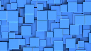 blue abstract digital wallpaper, minimalism, square, blue, digital art