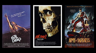 three assorted movie posters, Trilogy, Evil Dead, Army of Darkness, movies HD wallpaper