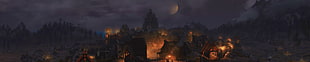 lighted castle digital wallpaper, The Elder Scrolls V: Skyrim, panoramas, lights, castle