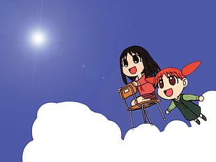 two anime girls illustration