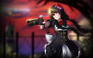 female anime character holding gun clip art, Date A Live, Tokisaki Kurumi