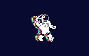 astronaut carrying boom box illustration, minimalism, astronaut, boombox