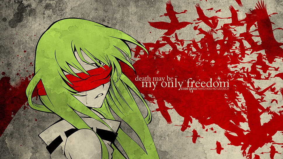 male animation character illustration, anime, Code Geass, blindfold, birds HD wallpaper