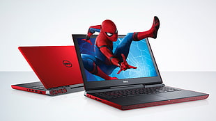 red Dell laptop