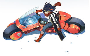 male anime character riding motorcycle illustration