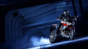 gray and red sport motorcycle screengrab, Kawasaki Z1000, motorcycle, helmet, vehicle