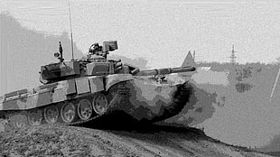 black and gray battle tank illustration, tank, T-90