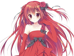 girl anime character wearing red tube dress 3D wallpaper
