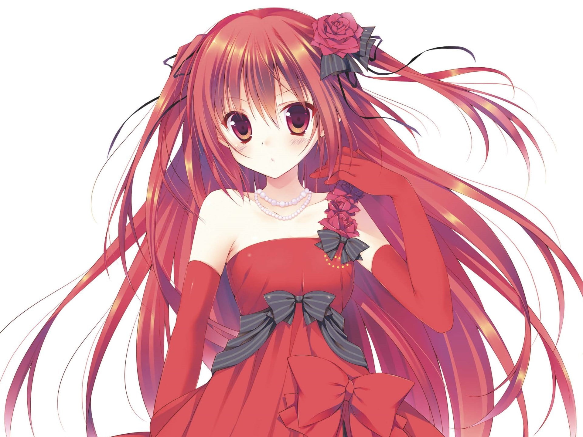 Girl Anime Character Wearing Red Tube Dress 3d Wallpaper Hd