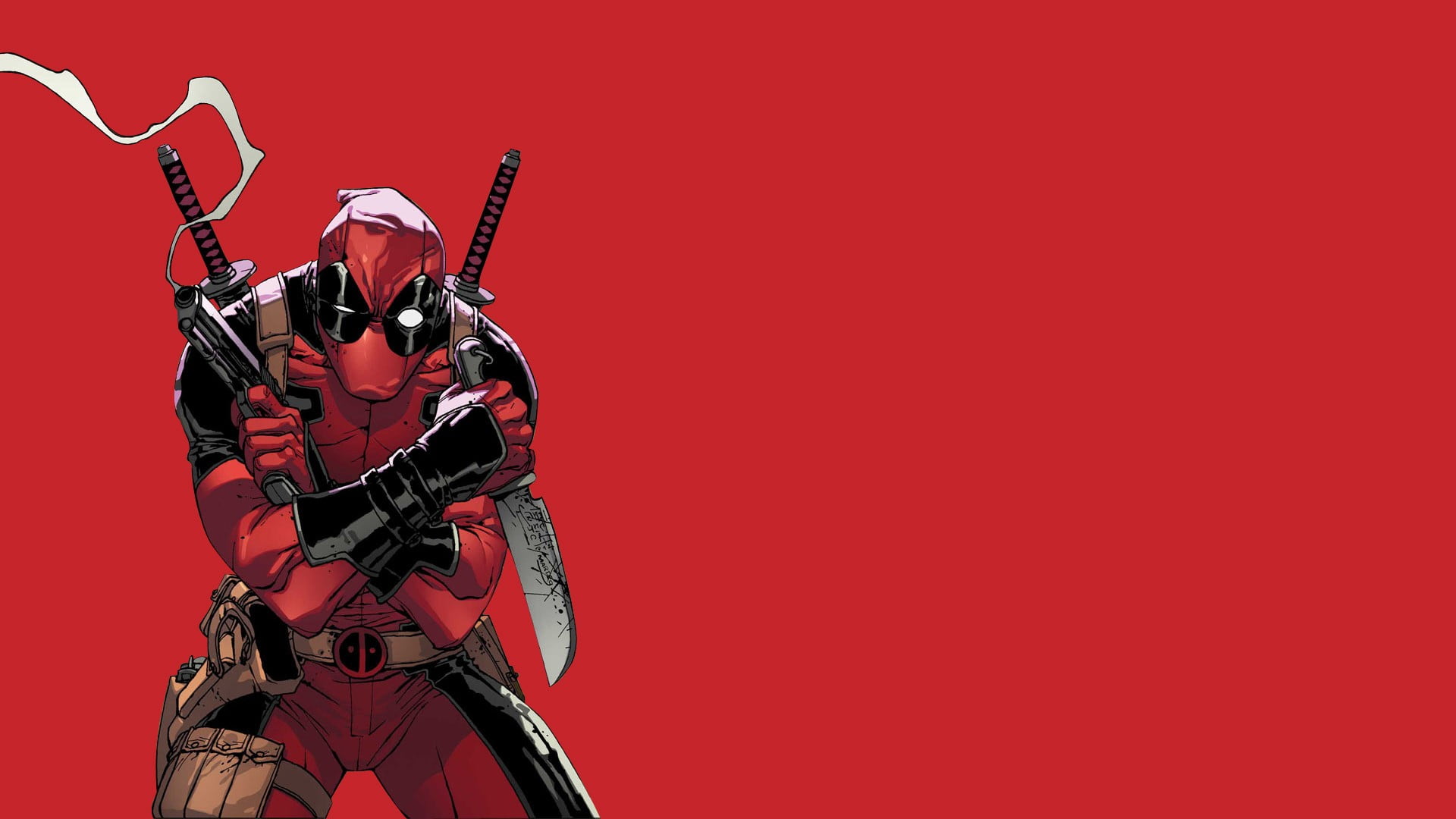  Deadpool  on red  background HD  wallpaper  Wallpaper  Flare