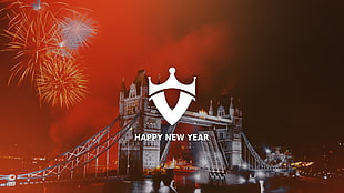happy new year text, New Year, fireworks, London HD wallpaper